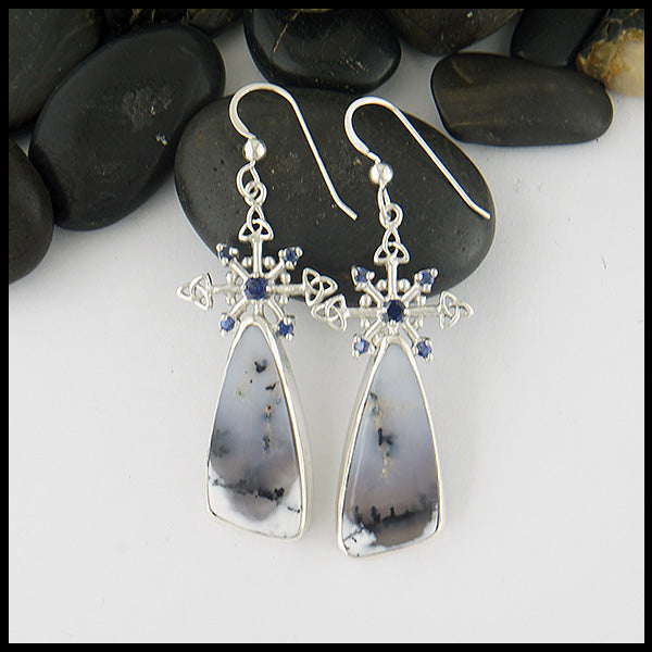 snowflake dendritic opal earrings 