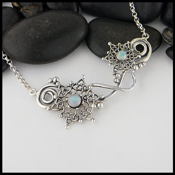 Snowflake Opal bar pendant in silver