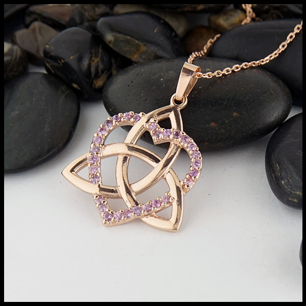 lavender sapphire trinity heart pendant 
