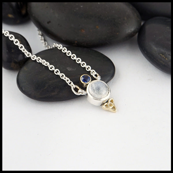 dainty moonstone and sapphire necklace