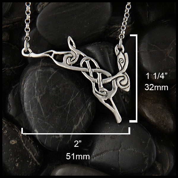 Celtic hare necklace measures 1 1/4" by 2"