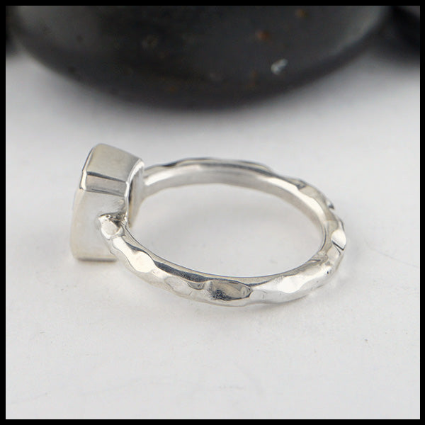 Profile view of Blue Tourmaline Ring in Sterling Silver