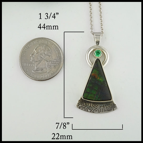 Pendant dimensions 44mm long by 22mm wide