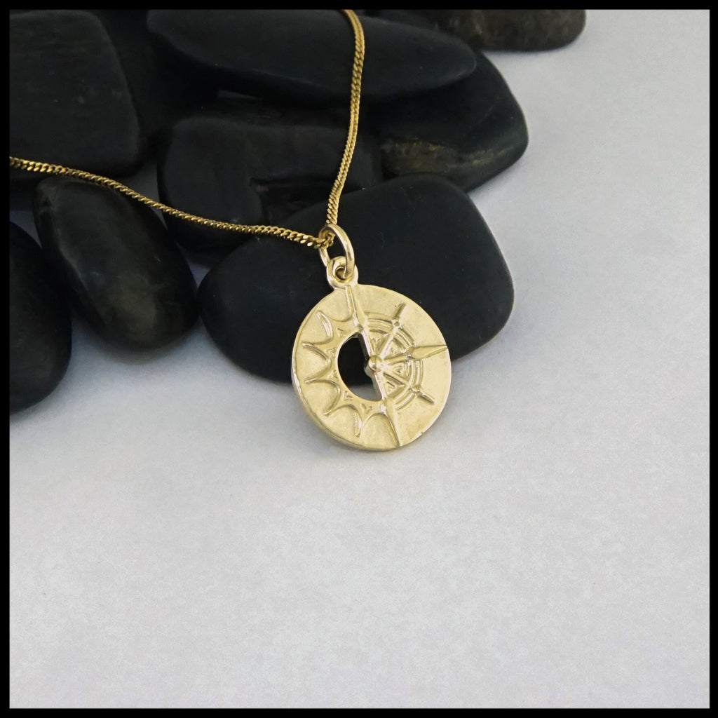 Sun Compass Pendant in Gold