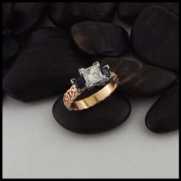 Diamond and Sapphire Josephine's Knot Ring