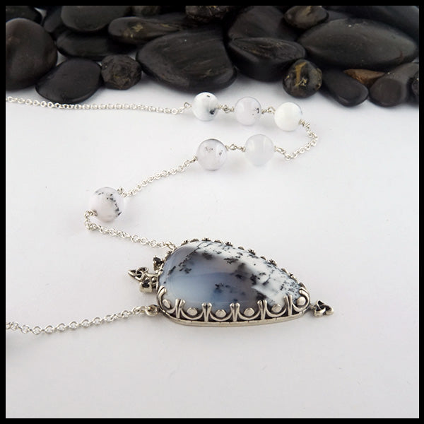 Dendritic Opal Pendant with black sapphires