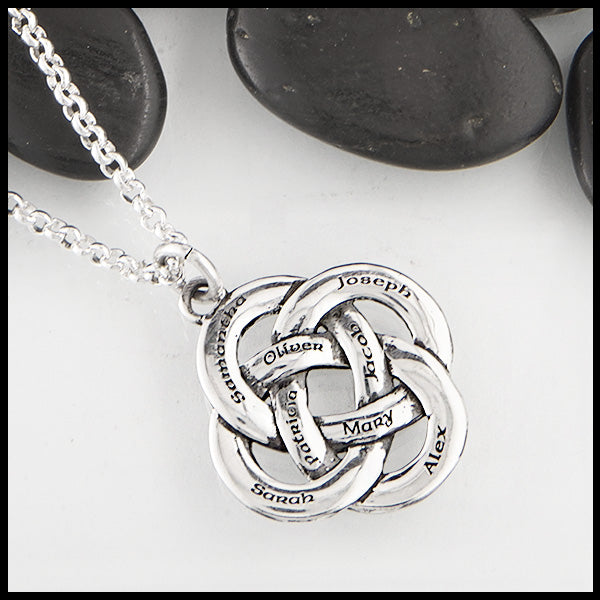 Large Personalized Josephine's Knot pendant in sterling silver