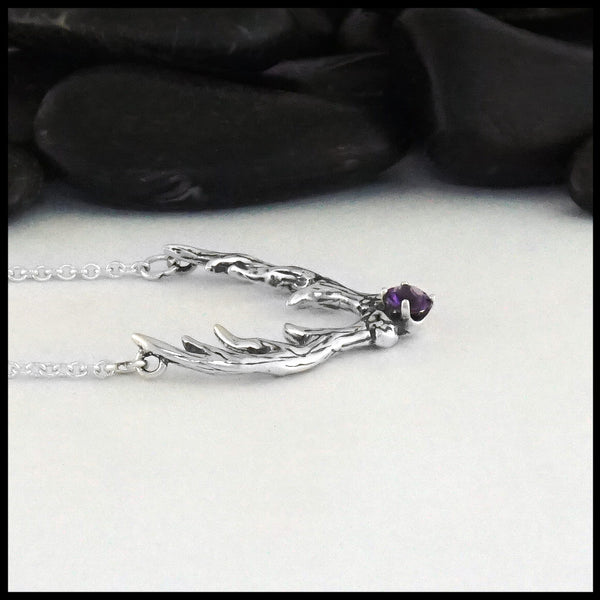 Amethyst Antler Pendant