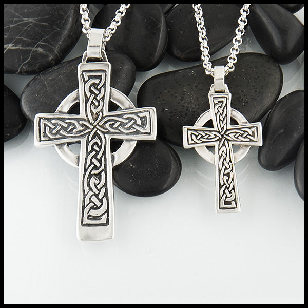 Large and Small Genesis cross in sterling silver