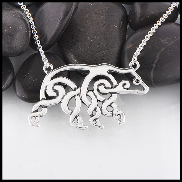 Celtic bear pendant in sterling silver. 