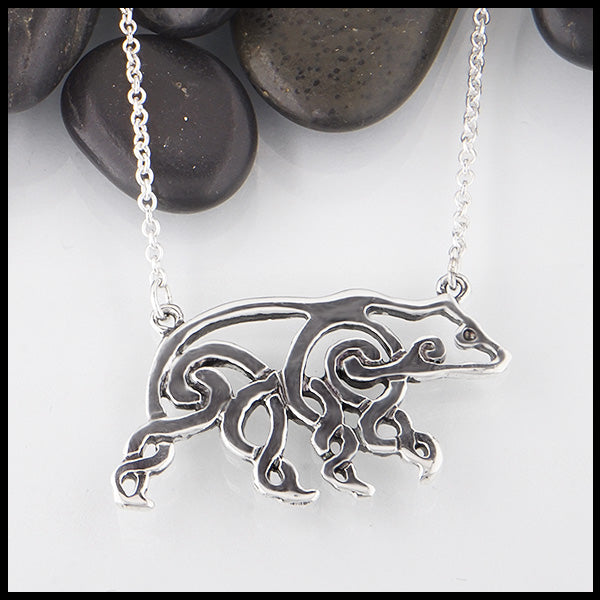 Celtic Bear Pendant  in Sterling Silver