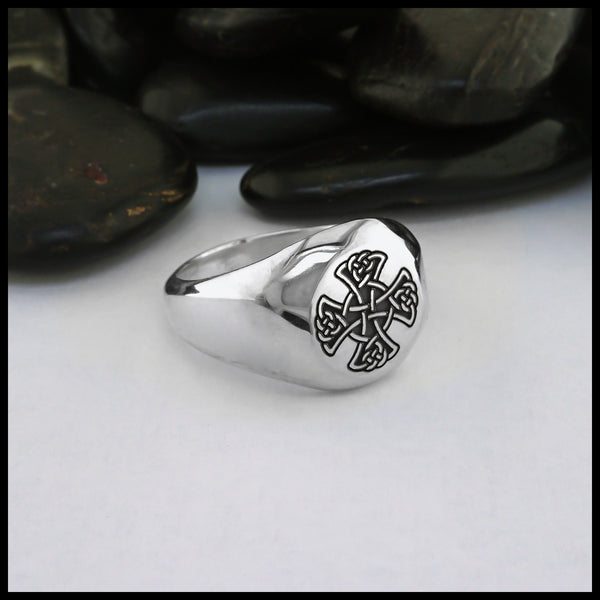 Wide Celtic Cross Signet Ring