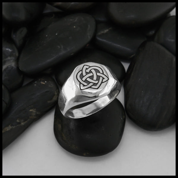 Wide Celtic Trinity Knot Heart Ring