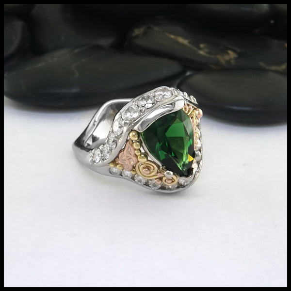 Chrome Tourmaline and Diamonds Custom Ring