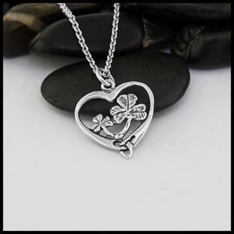 SS Shamrock Celtic Heart Pendant
