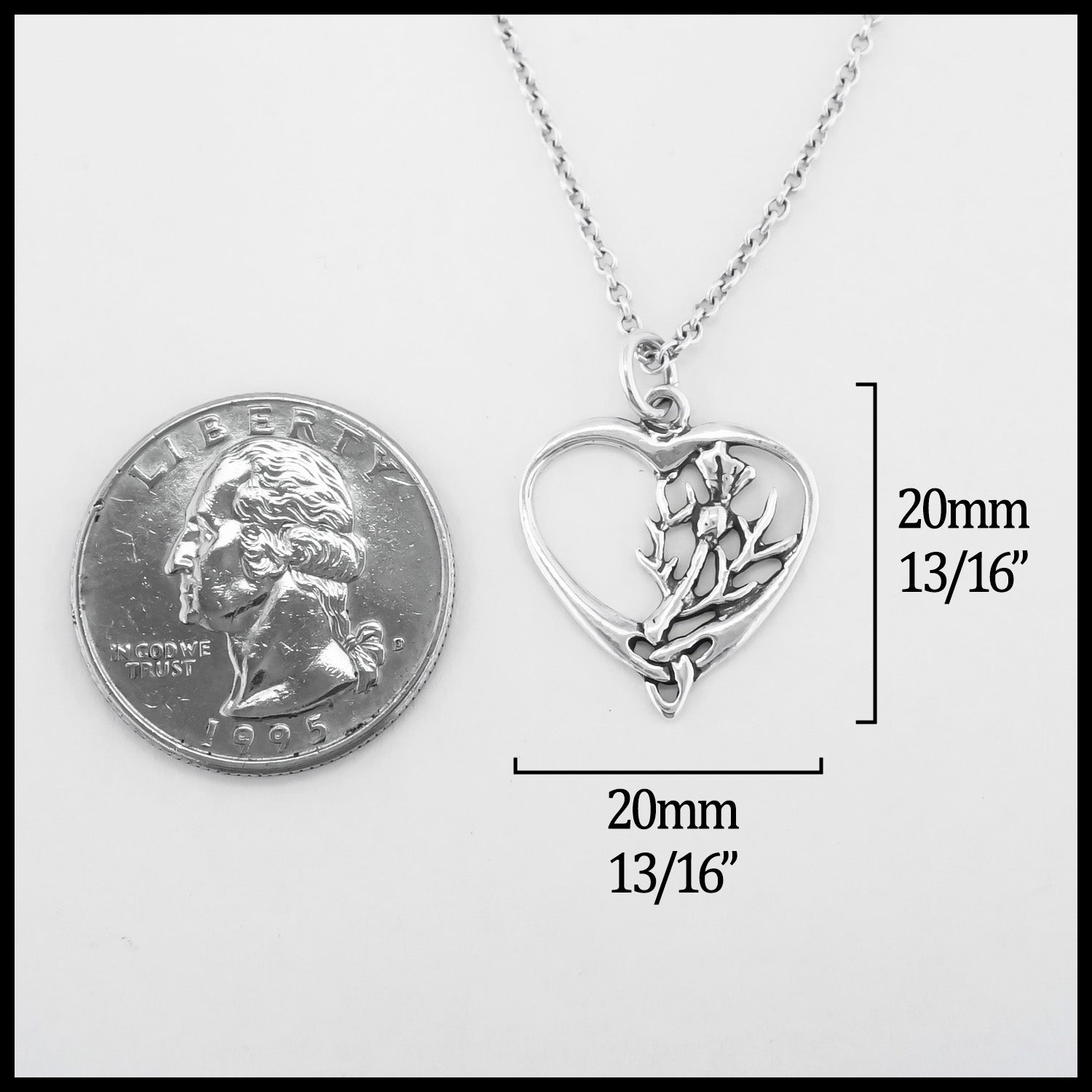 WithLoveSilver 925 Sterling Silver Scottish Thistle Heart Pendant - .925 Silver Jewelry