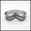 Chevron Stacking Bands Ruby bottom Sapphire top