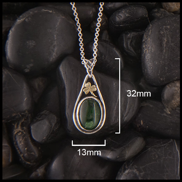 Pendant measures 13mm by 32mm