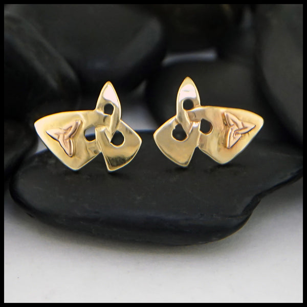 Gold Double Trinity Post Earrings