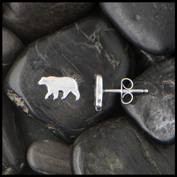 Bear Post Earrings in Sterling Silver