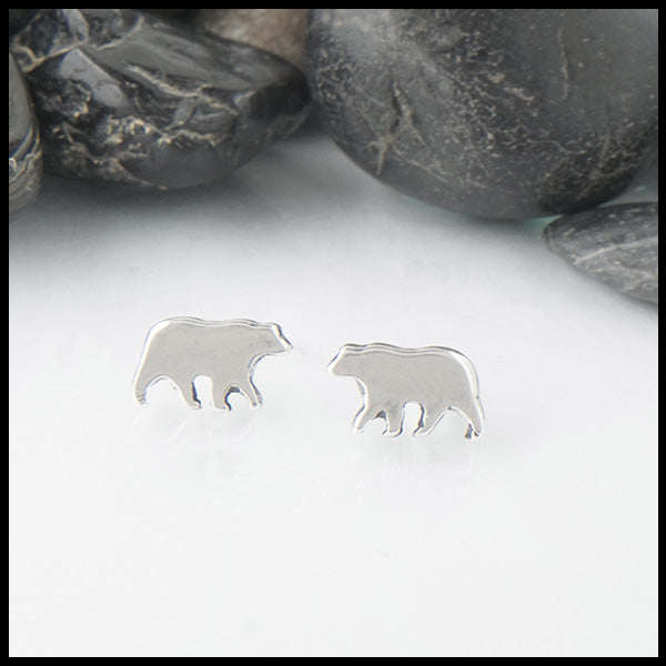 Bear Post Earrings in Sterling Silver