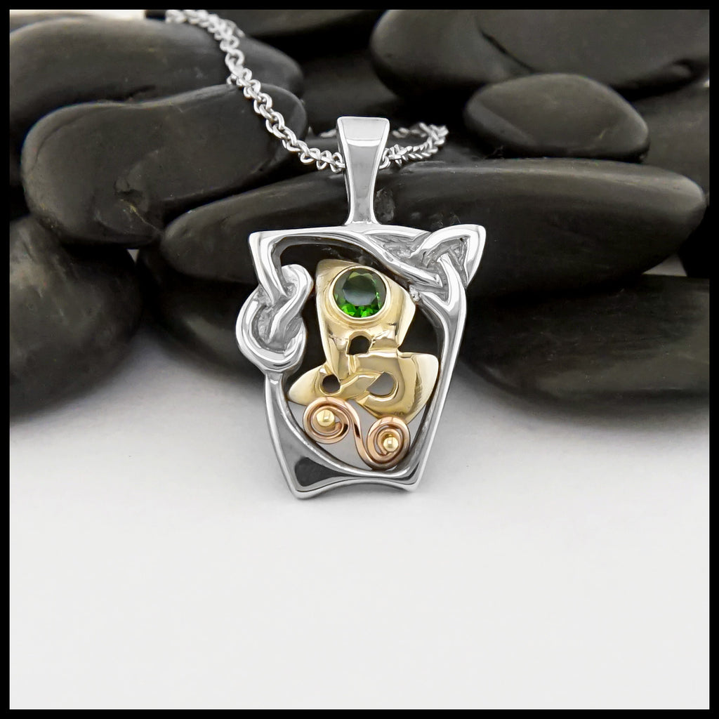 Silver and Gold Tsavorite Frame Pendant