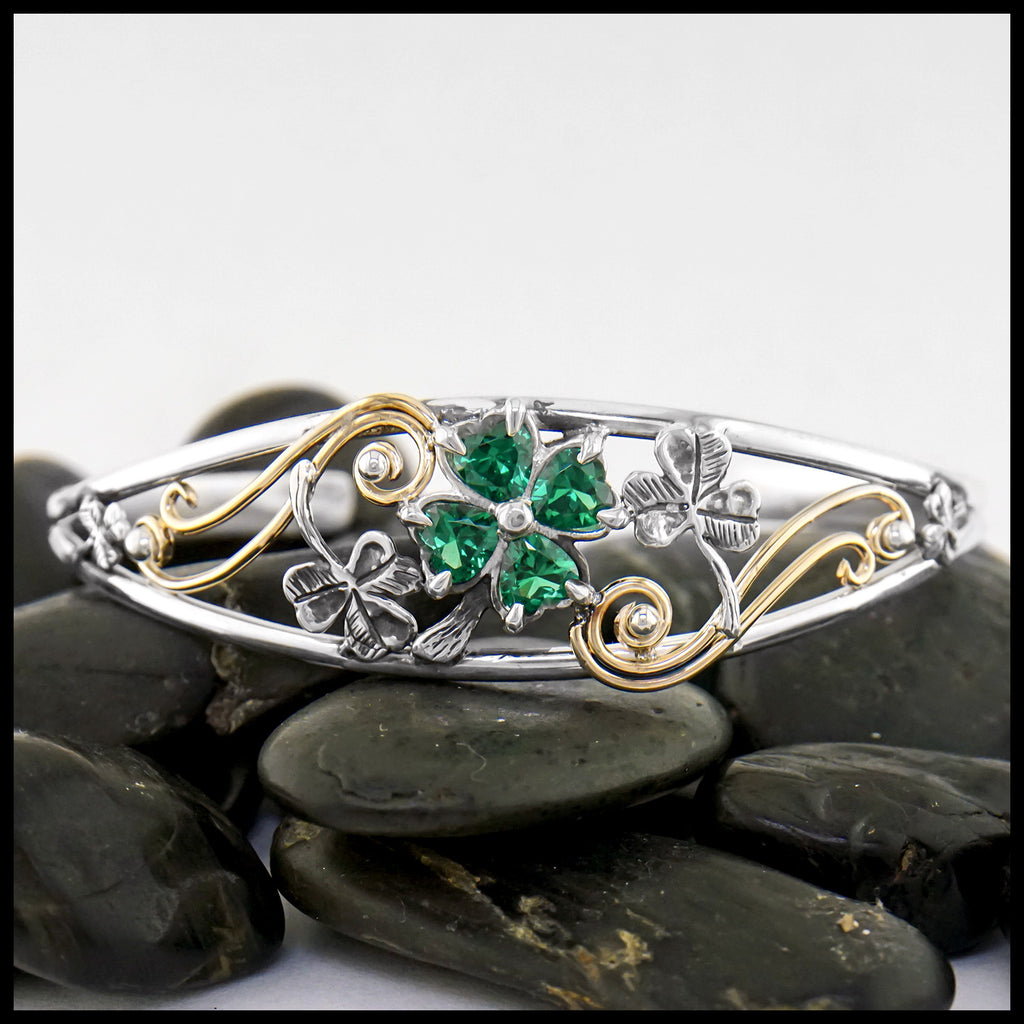 Sterling Silver and Gold Shamrock Bracelet