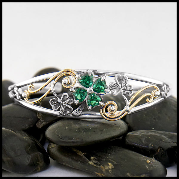 Sterling Silver and Gold Shamrock Bracelet