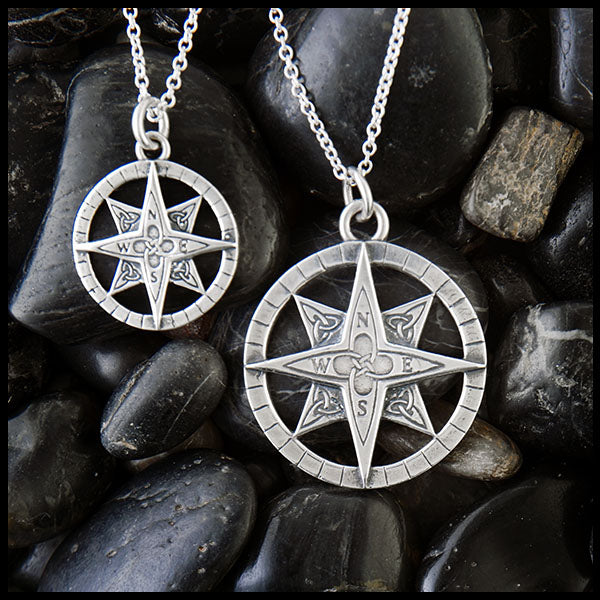 Celtic Compass Pendants in Sterling Silver dimensions