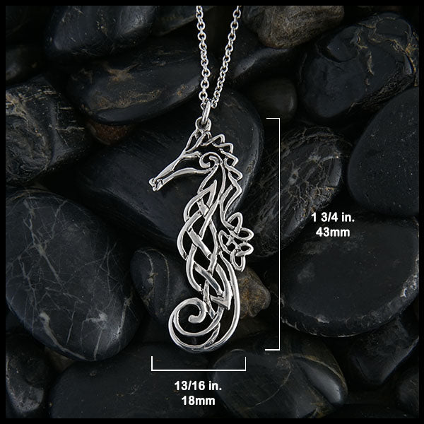 Celtic Seahorse Dimensions 1 3/4 inch long by 3/4 inch Wide