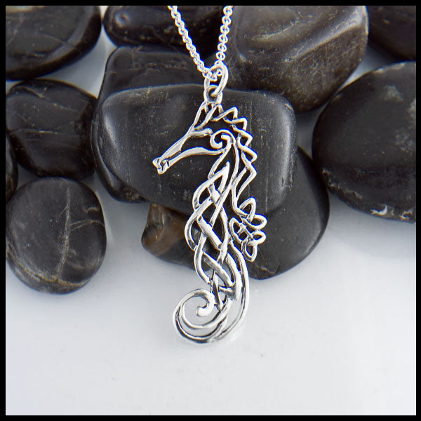 Silver Seahorse Pendant by Walkers Celtic Jewelry