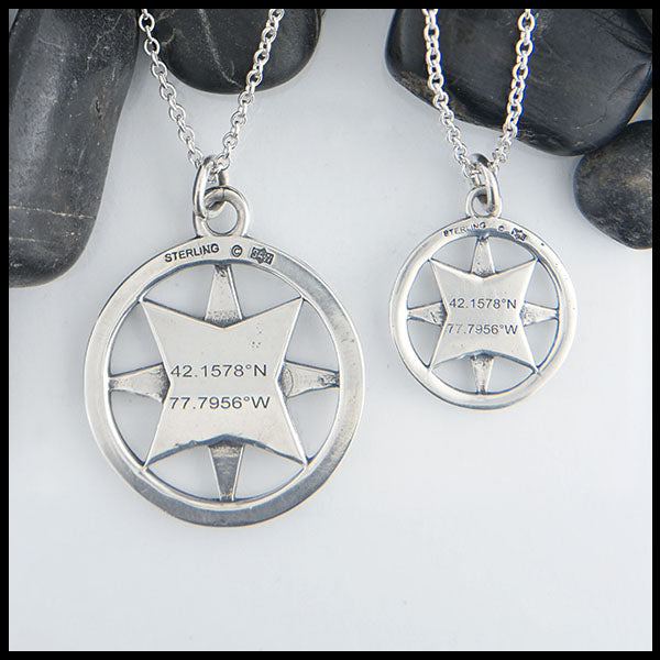 Reverse view of Celtic Compass pendants with Engraving Example