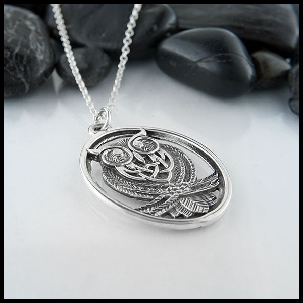 Celtic Owl Pendant in Sterling Silver