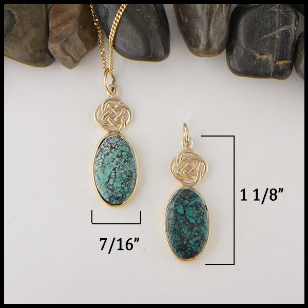 Josephine's Knot Turquoise Pendants in 14K Yellow Gold