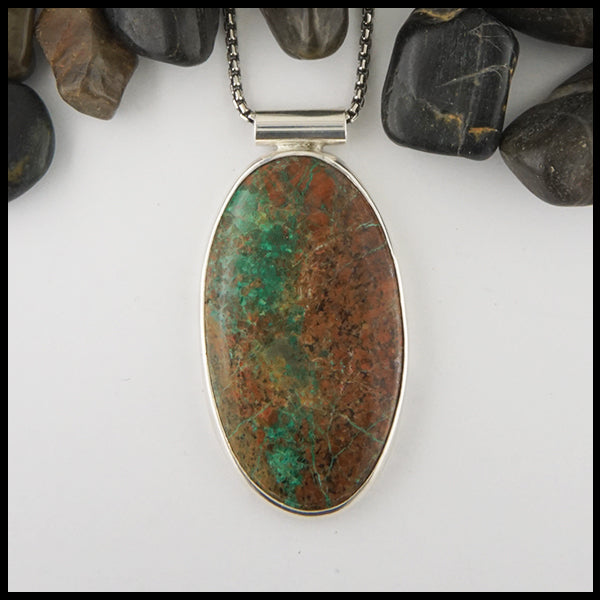 Azurite pine tree pendant in silver