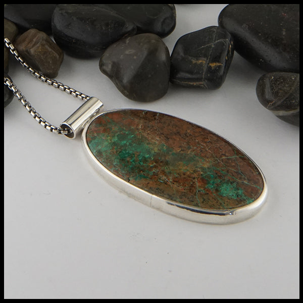 Azurite pendant in silver