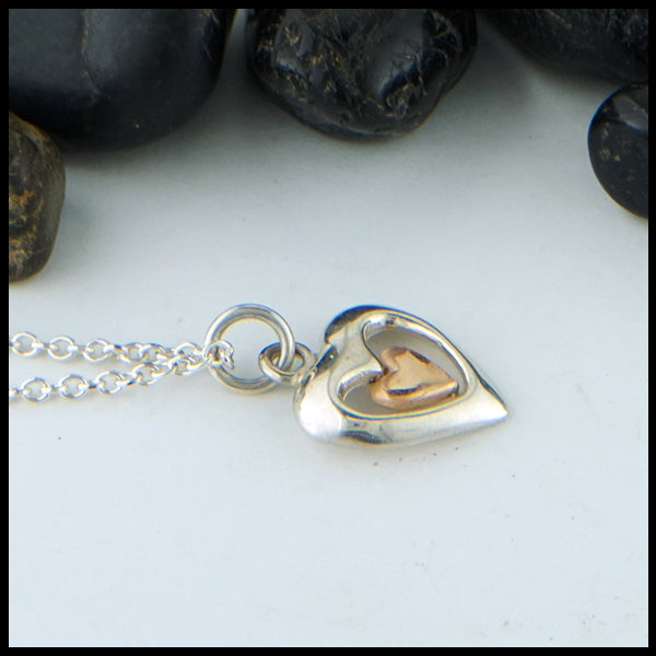 Sterling silver and rose gold heart pendant