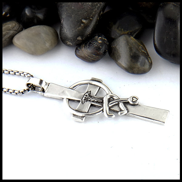 Stethoscope Cross in Silver