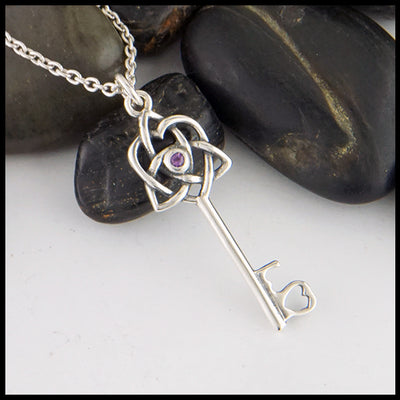 Celtic Key Pendant with Gemstones in Sterling Silver – Walker Metalsmiths