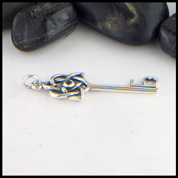 Key Pendant with Gemstones | Walker Metalsmiths