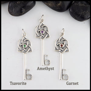 Celtic Key Pendant with Gemstones in Sterling Silver – Walker Metalsmiths