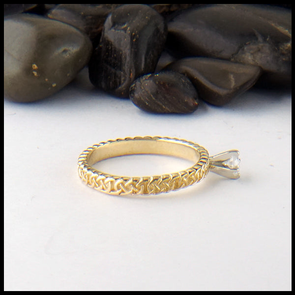Josephine's Knot ring in 14K Yellow Gold with Reclaimed Diamond