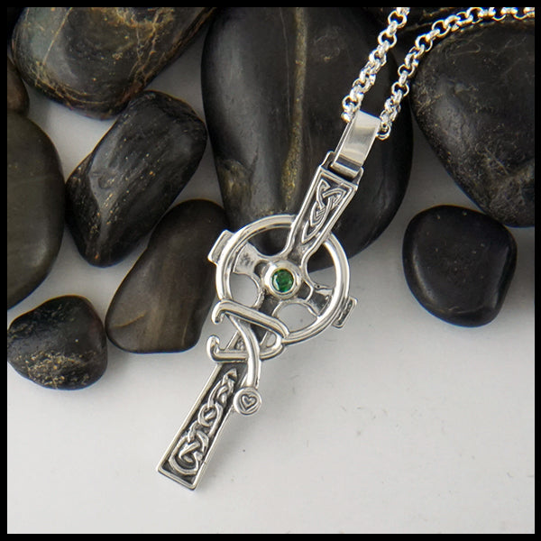 Large Celtic Caring Cross with Birthstone