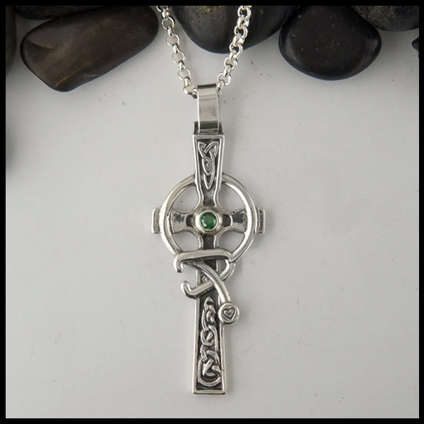 Large Celtic Caring Cross with Birthstone
