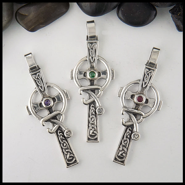 Celtic caring cross with birthstone