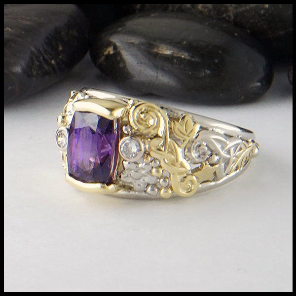 Purple sapphire custom ring