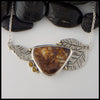Boulder Opal and Citrine Leaf Bar Pendant in Sterling Silver