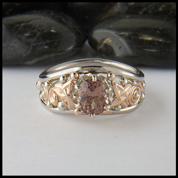 Malaya Garnet ring in 14K Rose and White gold