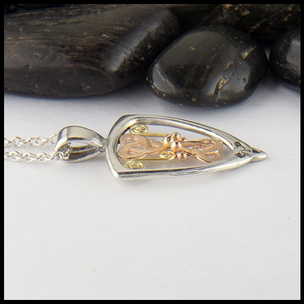 Custom Celtic Heart Pendant in silver and gold