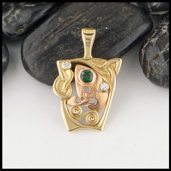 tsavorite and diamond custom pendant